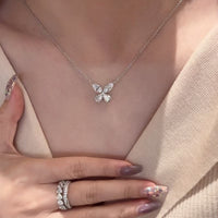 S925 sterling silver necklace for women, butterfly marquee high carbon diamond, niche design, light luxury style, high-end collarbone chain, niche design