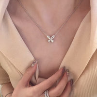 S925 sterling silver necklace for women, butterfly marquee high carbon diamond, niche design, light luxury style, high-end collarbone chain, niche design