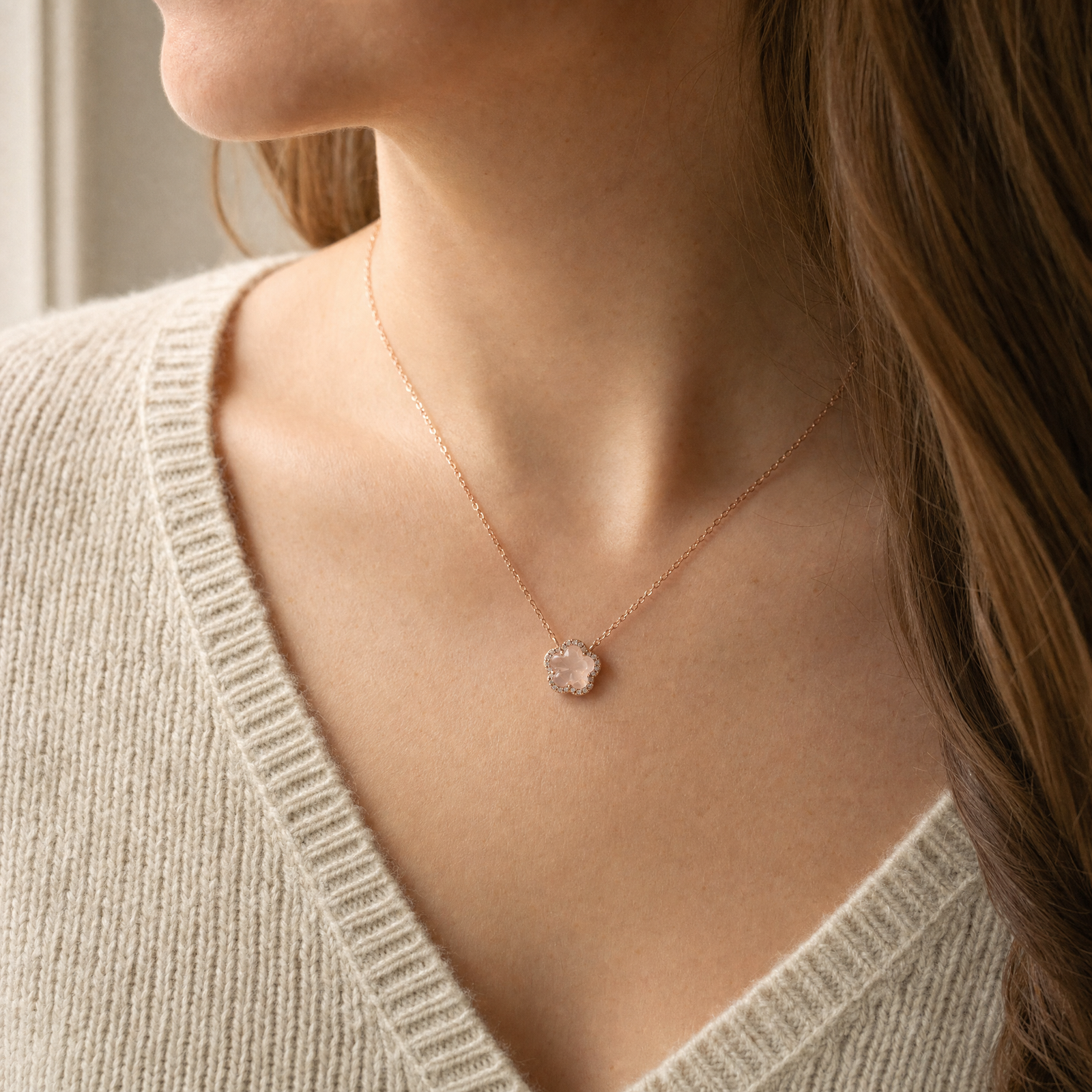 Sakura Rose Quartz Necklace